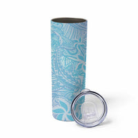 Baby Blue Gradient Polynesia Skinny Tumbler Hawaiian Tribal Hammerhead Shark Tattoo