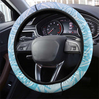 Baby Blue Gradient Polynesia Steering Wheel Cover Hawaiian Tribal Hammerhead Shark Tattoo