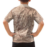 Pastel Brown Polynesia Family Matching Tank Maxi Dress and Hawaiian Shirt Hawaiian Tribal Hammerhead Shark Tattoo LT14 - Polynesian Pride
