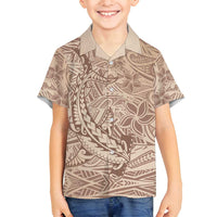 Pastel Brown Polynesia Family Matching Tank Maxi Dress and Hawaiian Shirt Hawaiian Tribal Hammerhead Shark Tattoo LT14 Son's Shirt Pastel Brown - Polynesian Pride