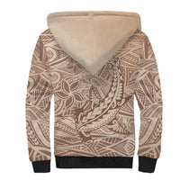 Pink Gradient Polynesia Sherpa Hoodie Hawaiian Tribal Hammerhead Shark Tattoo