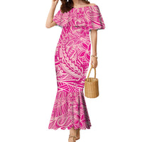 Beige Gradient Polynesia Mermaid Dress Hawaiian Tribal Hammerhead Shark Tattoo LT14 Women Beige - Polynesian Pride
