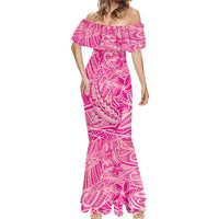 Beige Gradient Polynesia Mermaid Dress Hawaiian Tribal Hammerhead Shark Tattoo LT14 - Polynesian Pride