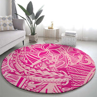 Beige Gradient Polynesia Round Carpet Hawaiian Tribal Hammerhead Shark Tattoo