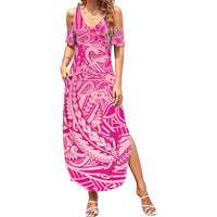 Beige Gradient Polynesia Summer Maxi Dress Hawaiian Tribal Hammerhead Shark Tattoo LT14 Women Beige - Polynesian Pride
