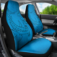 Blue Gradient Polynesia Car Seat Cover Hawaiian Tribal Hammerhead Shark Tattoo
