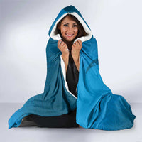 Blue Gradient Polynesia Hooded Blanket Hawaiian Tribal Hammerhead Shark Tattoo