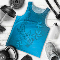 Blue Gradient Polynesia Men Tank Top Hawaiian Tribal Hammerhead Shark Tattoo