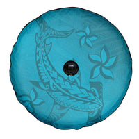 Dark Cyan Gradient Polynesia Spare Tire Cover Hawaiian Tribal Hammerhead Shark Tattoo