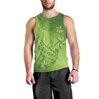 Green Gradient Polynesia Men Tank Top Hawaiian Tribal Hammerhead Shark Tattoo