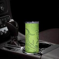 Green Gradient Polynesia Skinny Tumbler Hawaiian Tribal Hammerhead Shark Tattoo