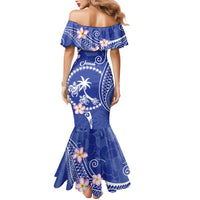 FSM Chuuk Constitution Day Family Matching Mermaid Dress and Hawaiian Shirt Frangipani Flowers Polynesian Curves Style