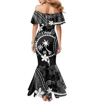 FSM Chuuk Mermaid Dress Turtle Tropical Flowers Polynesian - Black