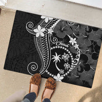 FSM Chuuk Rubber Doormat Turtle Tropical Flowers Polynesian - Black LT14 - Polynesian Pride