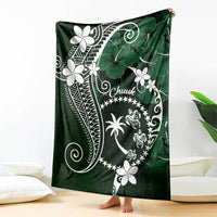 FSM Chuuk Blanket Turtle Tropical Flowers Polynesian - Green