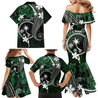 FSM Chuuk Family Matching Mermaid Dress and Hawaiian Shirt Turtle Tropical Flowers Polynesian - Green