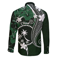 FSM Chuuk Family Matching Puletasi and Hawaiian Shirt Turtle Tropical Flowers Polynesian - Green