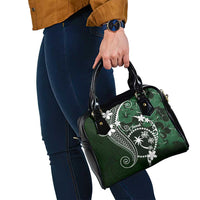 FSM Chuuk Shoulder Handbag Turtle Tropical Flowers Polynesian - Green LT14 - Polynesian Pride