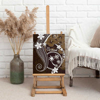 FSM Chuuk Canvas Wall Art Turtle Tropical Flowers Polynesian - Brown