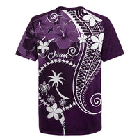 FSM Chuuk Rugby Jersey Turtle Tropical Flowers Polynesian - Purple