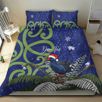 Personalized New Zealand Pukeko Christmas Bedding Set Meri Kirihimete Taniko Ponga Koru Blue - Polynesian Pride
