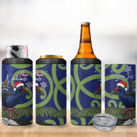Personalized New Zealand Pukeko Christmas 4 in 1 Can Cooler Tumbler Meri Kirihimete Taniko Ponga Koru Blue - Polynesian Pride