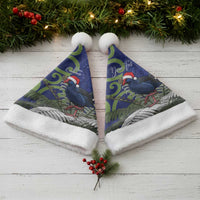 Personalized New Zealand Pukeko Christmas Santa Hat Meri Kirihimete Taniko Ponga Koru Blue - Polynesian Pride