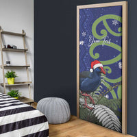 Personalized New Zealand Pukeko Christmas Door Cover Meri Kirihimete Taniko Ponga Koru Blue - Polynesian Pride