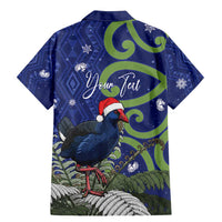 Personalized New Zealand Pukeko Christmas Family Matching Mermaid Dress and Hawaiian Shirt Meri Kirihimete Taniko Ponga Koru Blue LT14 - Polynesian Pride