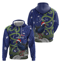 Personalized New Zealand Pukeko Christmas Hoodie Meri Kirihimete Taniko Ponga Koru Blue LT14 - Polynesian Pride