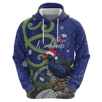 Personalized New Zealand Pukeko Christmas Hoodie Meri Kirihimete Taniko Ponga Koru Blue LT14 - Polynesian Pride