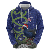 Personalized New Zealand Pukeko Christmas Hoodie Meri Kirihimete Taniko Ponga Koru Blue LT14 - Polynesian Pride