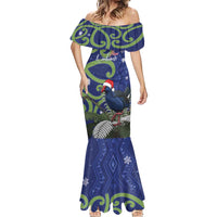 Personalized New Zealand Pukeko Christmas Mermaid Dress Meri Kirihimete Taniko Ponga Koru Blue - Polynesian Pride