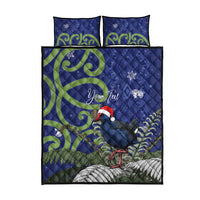 Personalized New Zealand Pukeko Christmas Quilt Bed Set Meri Kirihimete Taniko Ponga Koru Blue - Polynesian Pride