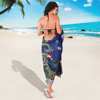 Personalized New Zealand Pukeko Christmas Sarong Meri Kirihimete Taniko Ponga Koru Blue - Polynesian Pride