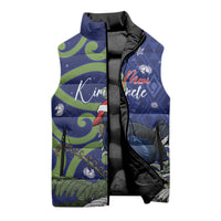 Personalized New Zealand Pukeko Christmas Sleeveless Puffer Jacket Meri Kirihimete Taniko Ponga Koru Blue - Polynesian Pride