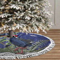Personalized New Zealand Pukeko Christmas Tree Skirt Meri Kirihimete Taniko Ponga Koru Blue - Polynesian Pride