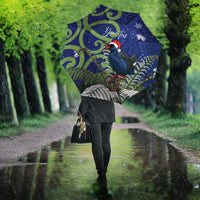Personalized New Zealand Pukeko Christmas Umbrella Meri Kirihimete Taniko Ponga Koru Blue - Polynesian Pride