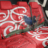 Personalized New Zealand Pukeko Christmas Back Car Seat Cover Meri Kirihimete Taniko Ponga Koru Red - Polynesian Pride