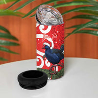 Personalized New Zealand Pukeko Christmas 4 in 1 Can Cooler Tumbler Meri Kirihimete Taniko Ponga Koru Red - Polynesian Pride