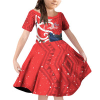 Personalized New Zealand Pukeko Christmas Family Matching Off Shoulder Short Dress and Hawaiian Shirt Meri Kirihimete Taniko Ponga Koru Red - Polynesian Pride