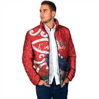 Personalized New Zealand Pukeko Christmas Padded Jacket Meri Kirihimete Taniko Ponga Koru Red - Polynesian Pride