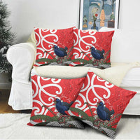 Personalized New Zealand Pukeko Christmas Pillow Cover Meri Kirihimete Taniko Ponga Koru Red - Polynesian Pride