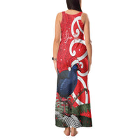 Personalized New Zealand Pukeko Christmas Tank Maxi Dress Meri Kirihimete Taniko Ponga Koru Red - Polynesian Pride