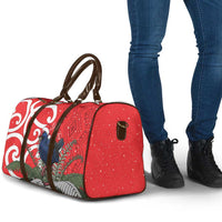 Personalized New Zealand Pukeko Christmas Travel Bag Meri Kirihimete Taniko Ponga Koru Red - Polynesian Pride