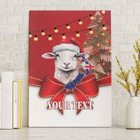 Personalized New Zealand Sheep Christmas Canvas Wall Art Hipi Meri Kirihimete Silver Fern Xmas Tree LT14 Without Frame Red - Polynesian Pride