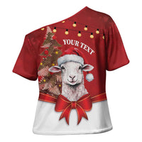 Personalized New Zealand Sheep Christmas Cross Shoulder Shirt Hipi Meri Kirihimete Silver Fern Xmas Tree - Polynesian Pride