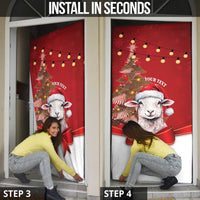 Personalized New Zealand Sheep Christmas Door Cover Hipi Meri Kirihimete Silver Fern Xmas Tree - Polynesian Pride