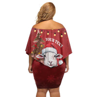 Personalized New Zealand Sheep Christmas Family Matching Off Shoulder Short Dress and Hawaiian Shirt Hipi Meri Kirihimete Silver Fern Xmas Tree - Polynesian Pride