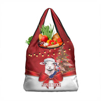 Personalized New Zealand Sheep Christmas Grocery Bag Hipi Meri Kirihimete Silver Fern Xmas Tree - Polynesian Pride